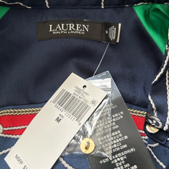 Lauren Ralph Lauren Multi Print Nautical Motif Twill Shirt Size M - Picture 11 of 12